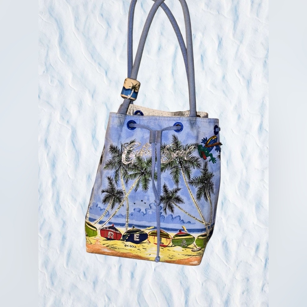 “Caribbean Soul” Tropical “Relax” Beach Print Bucket Bag #Perfect Vacation Bag 🌴